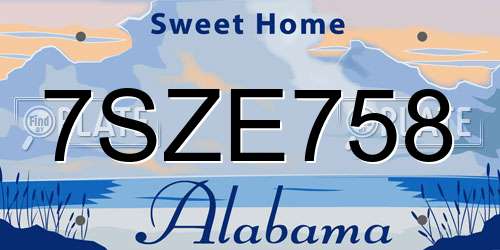 7SZE758 Alabama License Plate