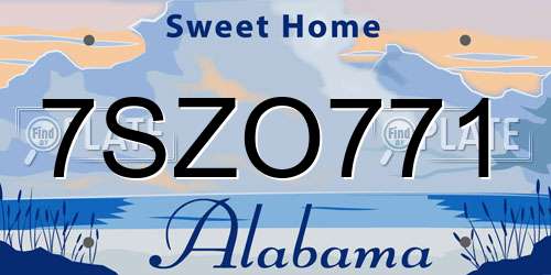 7SZO771 Alabama License Plate