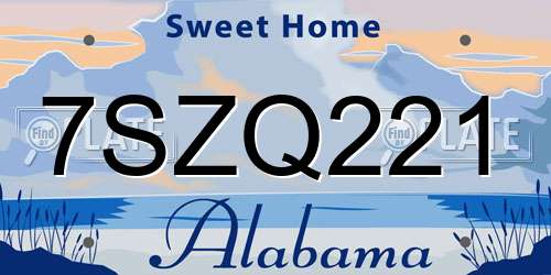 7SZQ221 Alabama License Plate