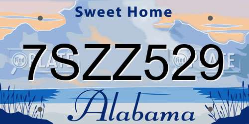 7SZZ529 Alabama License Plate