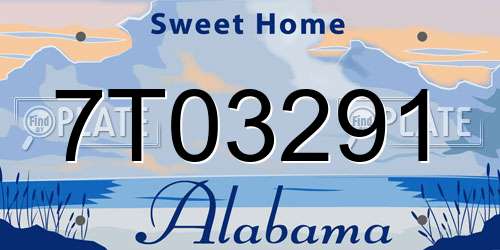 7T03291 Alabama License Plate