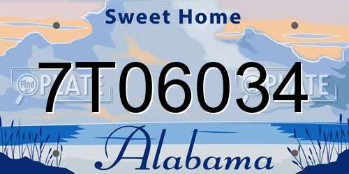 7T06034 Alabama License Plate