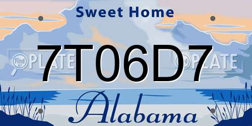 7T06D7 Alabama License Plate