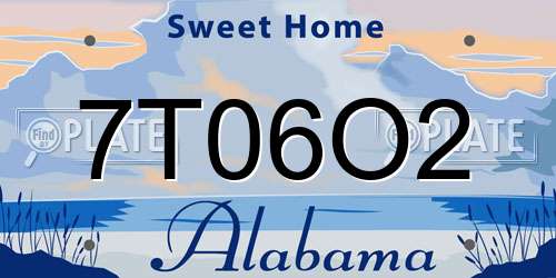 7T06O2 Alabama License Plate