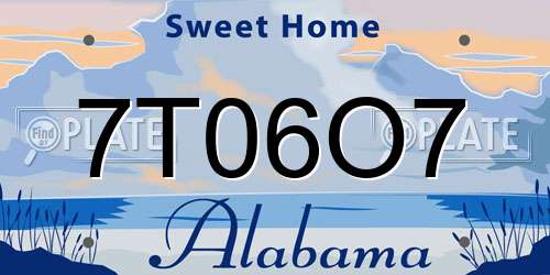 7T06O7 Alabama License Plate