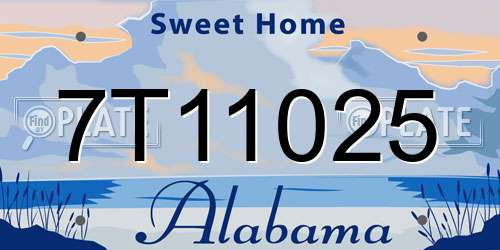 7T11025 Alabama License Plate