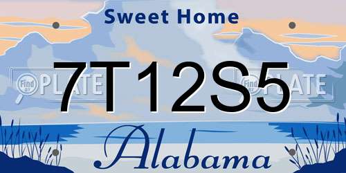 7T12S5 Alabama License Plate