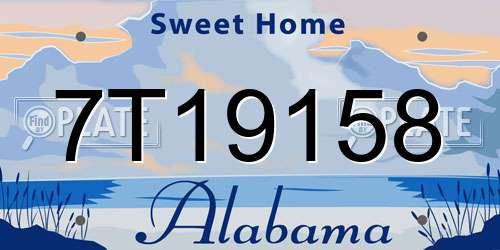 7T19158 Alabama License Plate