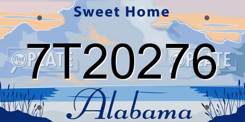 7T20276 Alabama License Plate