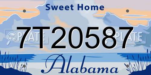 7T20587 Alabama License Plate