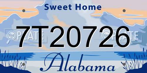 7T20726 Alabama License Plate