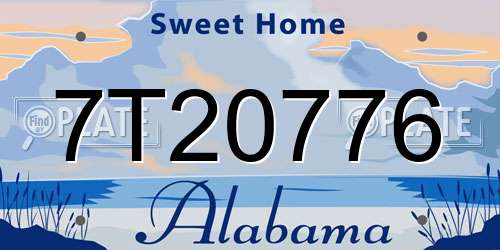 7T20776 Alabama License Plate