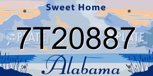 7T20887 Alabama License Plate