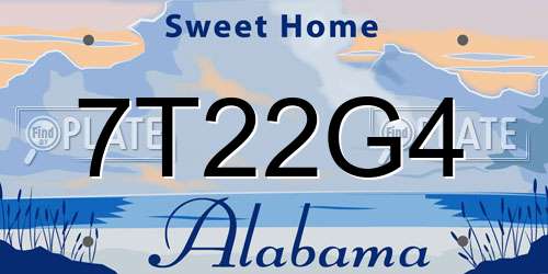 7T22G4 Alabama License Plate