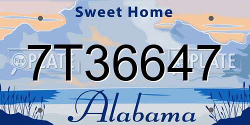 7T36647 Alabama License Plate