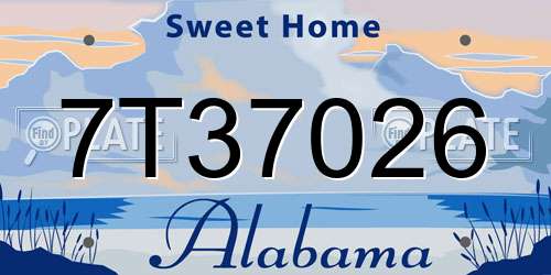 7T37026 Alabama License Plate