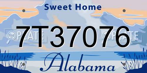 7T37076 Alabama License Plate