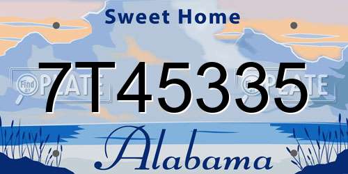 7T45335 Alabama License Plate