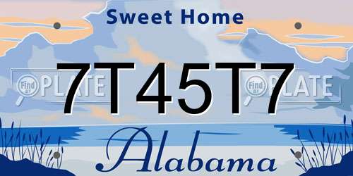 7T45T7 Alabama License Plate