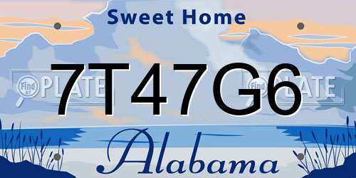 7T47G6 Alabama License Plate
