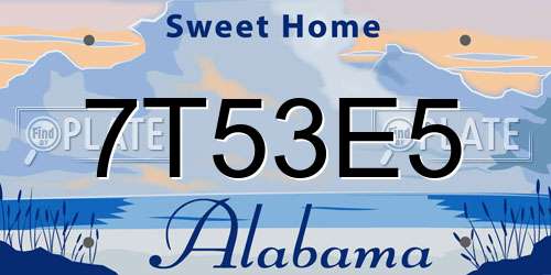 7T53E5 Alabama License Plate