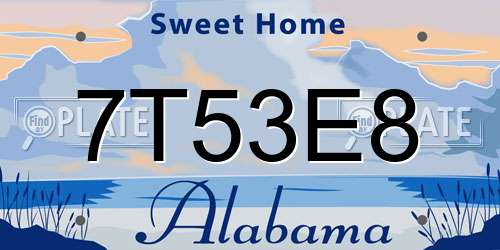 7T53E8 Alabama License Plate