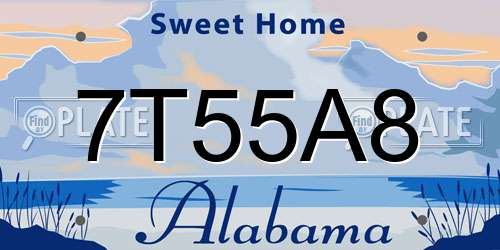 7T55A8 Alabama License Plate