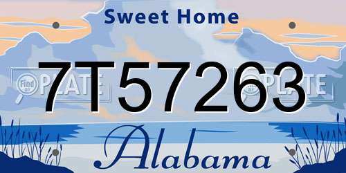 7T57263 Alabama License Plate
