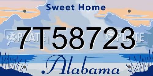 7T58723 Alabama License Plate