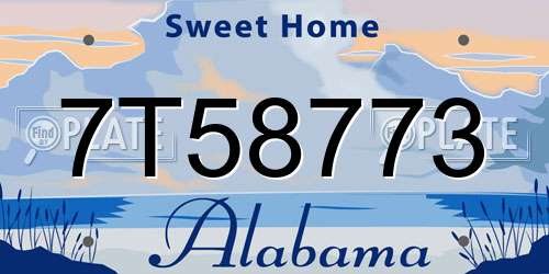 7T58773 Alabama License Plate