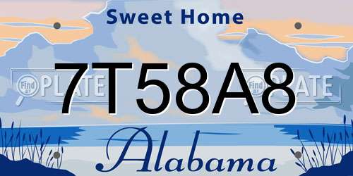 7T58A8 Alabama License Plate