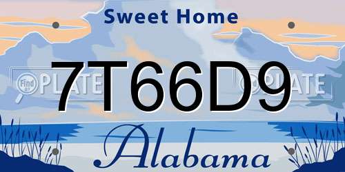 7T66D9 Alabama License Plate