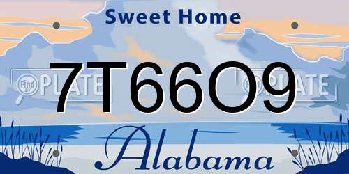 7T66O9 Alabama License Plate
