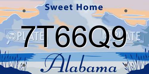 7T66Q9 Alabama License Plate