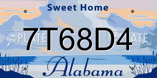 7T68D4 Alabama License Plate