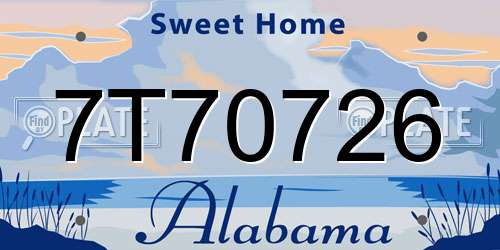 7T70726 Alabama License Plate