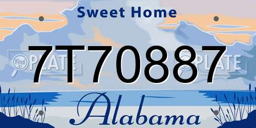 7T70887 Alabama License Plate