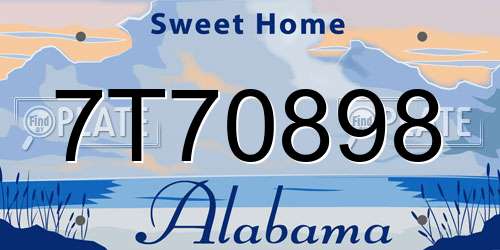 7T70898 Alabama License Plate