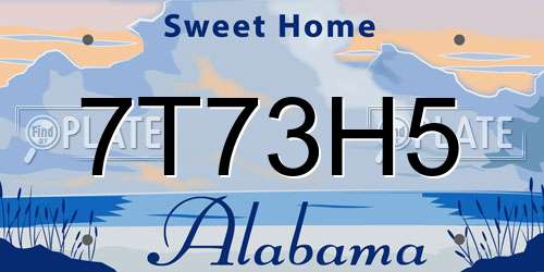 7T73H5 Alabama License Plate