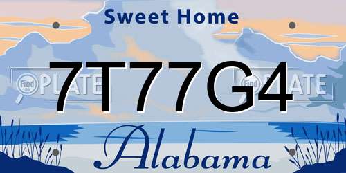 7T77G4 Alabama License Plate
