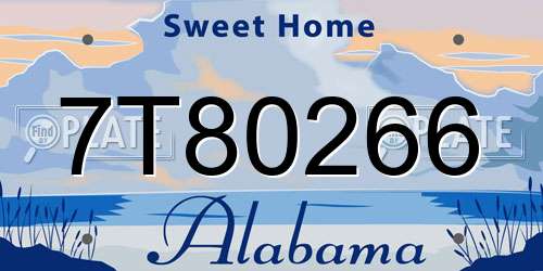 7T80266 Alabama License Plate