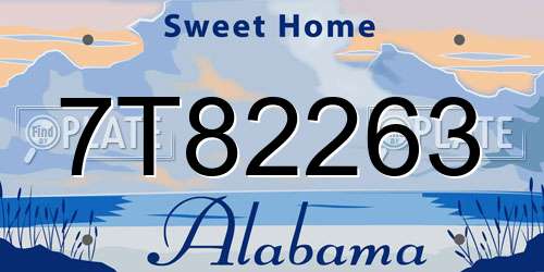 7T82263 Alabama License Plate