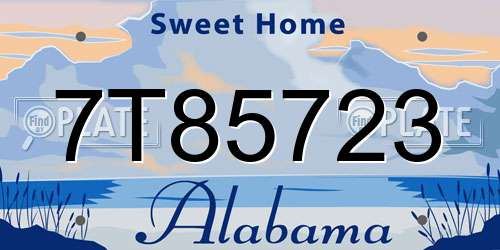 7T85723 Alabama License Plate