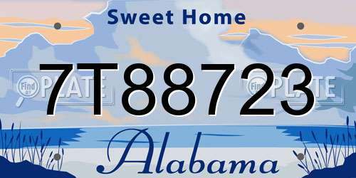 7T88723 Alabama License Plate