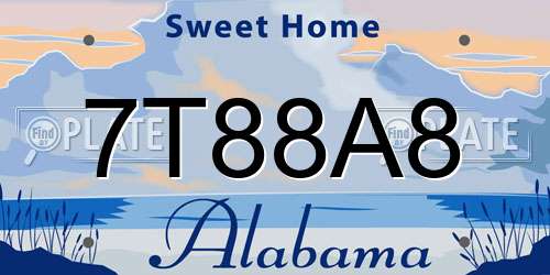 7T88A8 Alabama License Plate