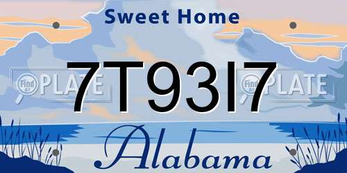 7T93I7 Alabama License Plate