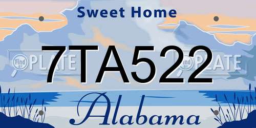 7TA522 Alabama License Plate