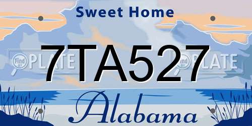 7TA527 Alabama License Plate