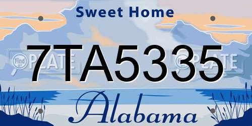 7TA5335 Alabama License Plate