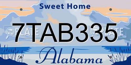 7TAB335 Alabama License Plate